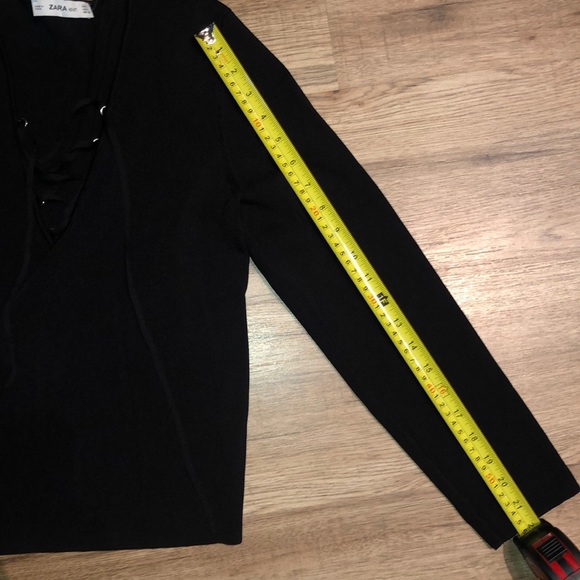 NEW!!! HP 🥳🥳Zara Black Low Cut Sweater with Ties - Picture 8 of 9